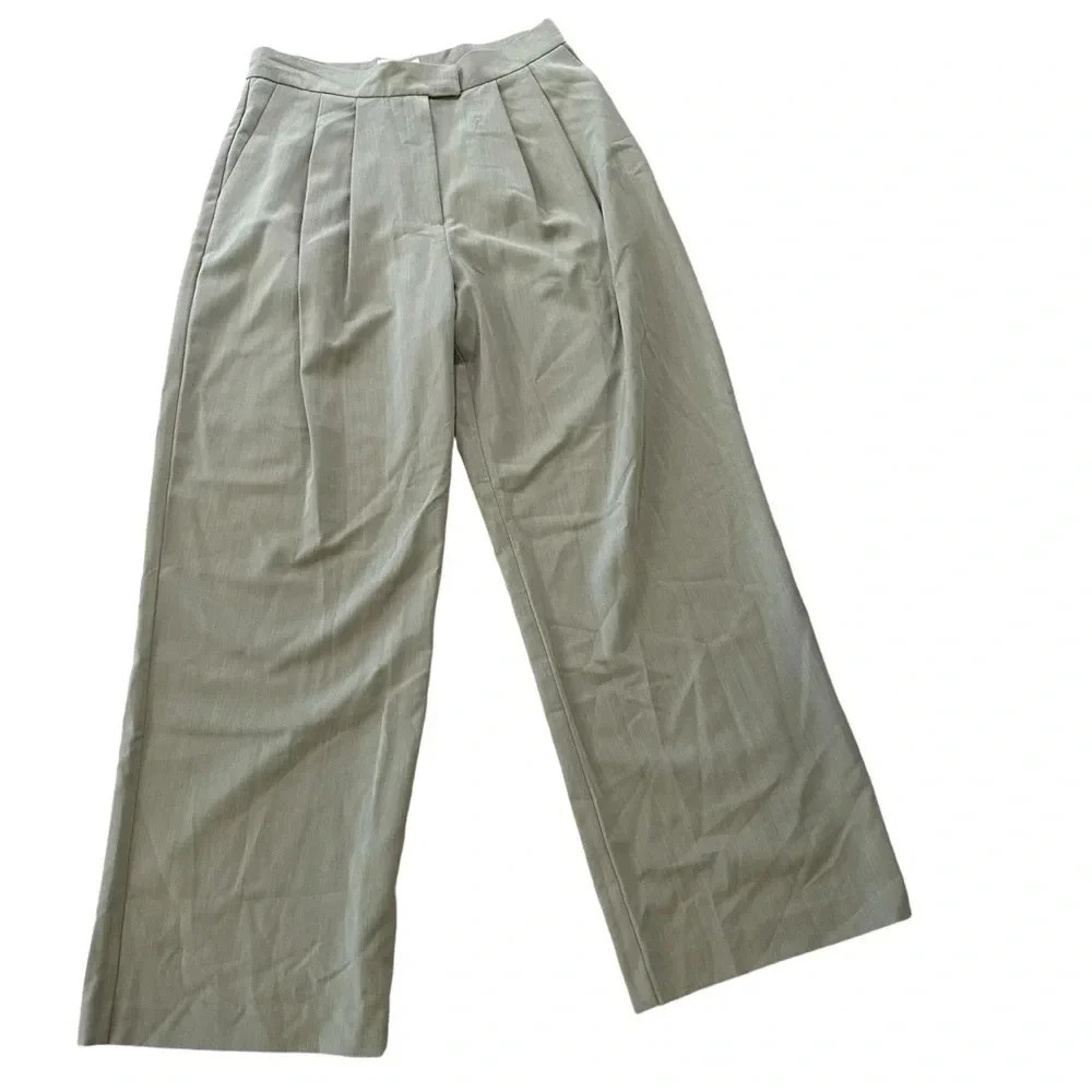 ASOS Design Women’s Tailored Wide Leg Khaki Pleated Detail Pants Size 10 NWT